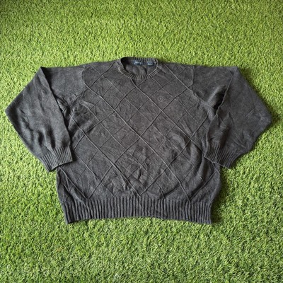IZOD Herren Grau Argyle Strickpullover Pullover | Rundhals | 100% Baumwolle | Größe L