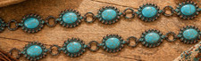 Women's Western Turquoise Oval Concho Link Chain Belt Adjustable One Size