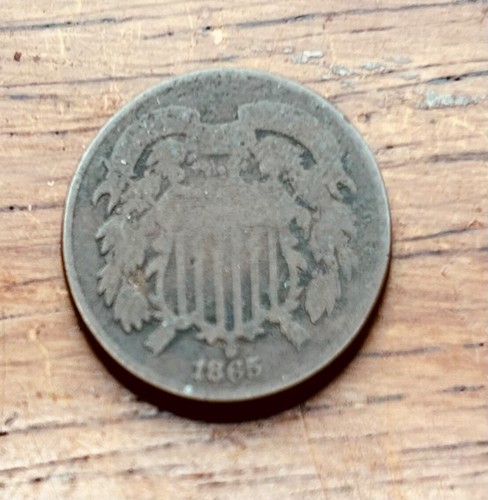 1865 U.S. TWO CENTS COIN “FANCY 5” CIRCULATED CONDITION PHILADELPHIA MINT - Picture 1 of 5