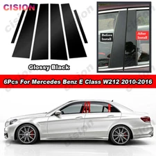6Pcs Black Window Pillar Posts Molding Sticker For Benz E Class W212 2010-2016