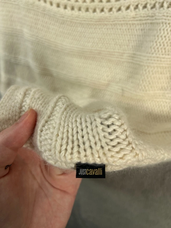 Suéter De Colección Roberto Cavalli Just Angora Lana Hecho en Italia Para Mujer 8 Marfil FR 40 Foto 4 de 4