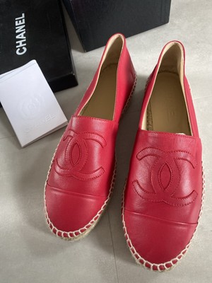 CHANEL 17C CAMOSCIO Camellia Camelia Fiore Cc Espadrillas Scarpe Basse Rosa  EUR 505,37 - PicClick IT