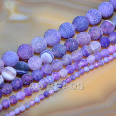 Colorful Matte Fire Crackle Agate Gemstones Round Beads 15'' 4mm 6mm 8mm 10mm 