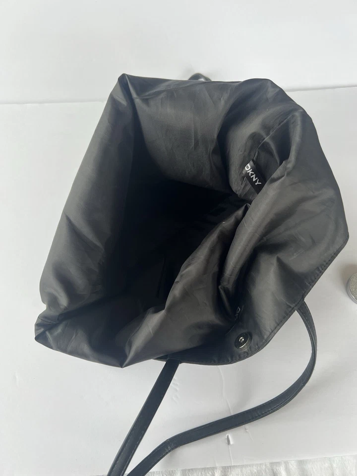 DKNY Faux Leather Black Tote Mesh Sides Brand - Image 3 of 4