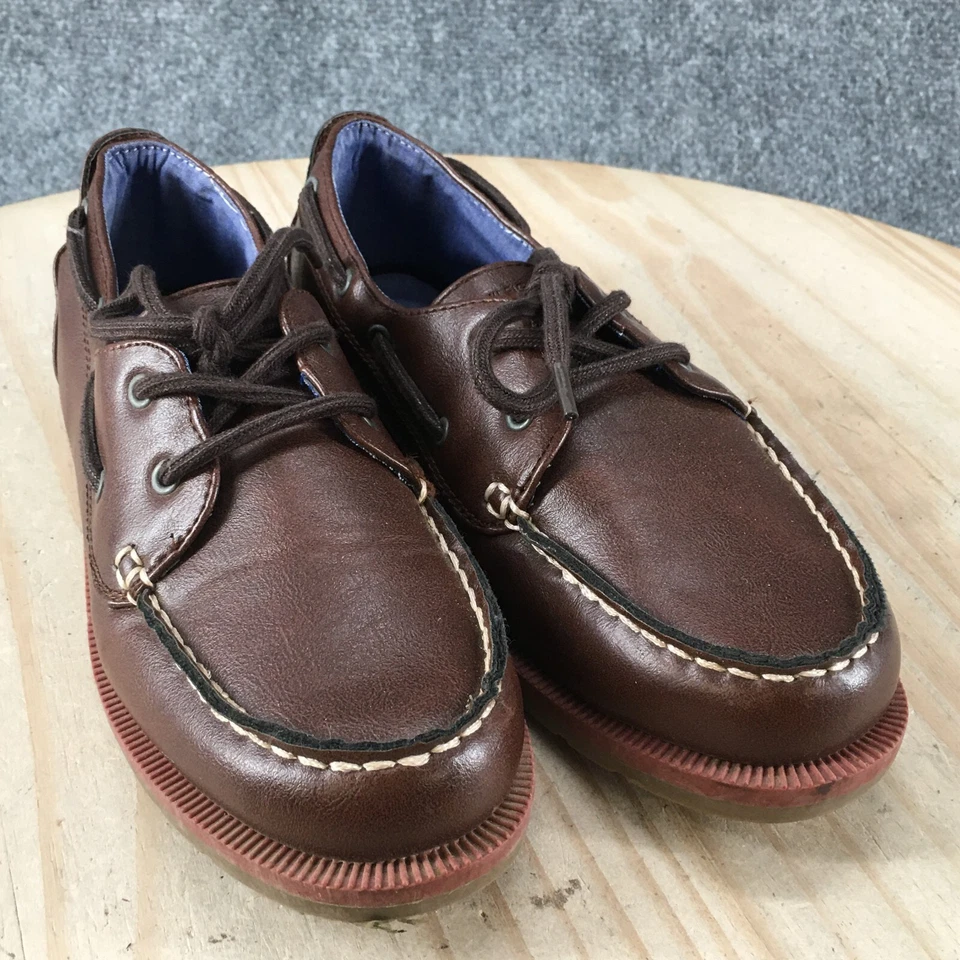 Tommy Hilfiger Zapatos Jóvenes 2 Niños Greg Con Cordones Barco Sin usar, en caja Tenis Marrón Oscuro Foto 3 de 4