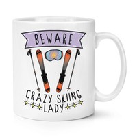 Beware VerrüCkte Schifahren Damen 284Ml Becher Tasse Sport Lustig Skier Scherz