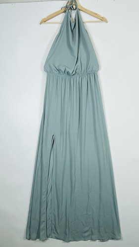 Show Me Your Mumu Sage Green Chiffon Halter Maxi Bridesmaid Dress Women's Large