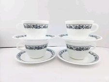 Lot Of 4 Corningware Old Town Blue Cups/Saucers