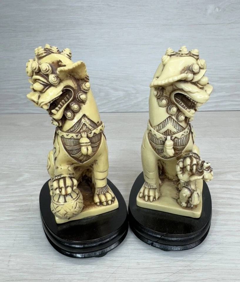 Estatuillas FOO DOG de colección - macho y hembra - 5 1/2" de alto - hechas en Taiwán Foto 2 de 4