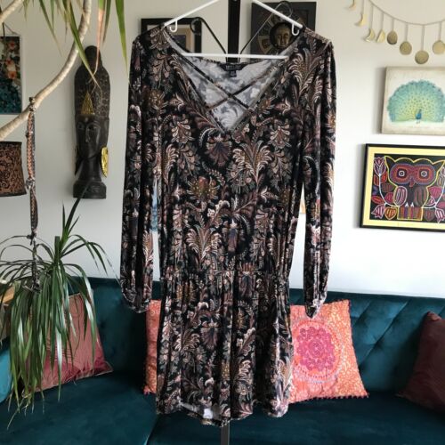 AMERICAN EAGLE sz XS Soft & Sexy Brown & Black Paisley Stretch Jersey Romper