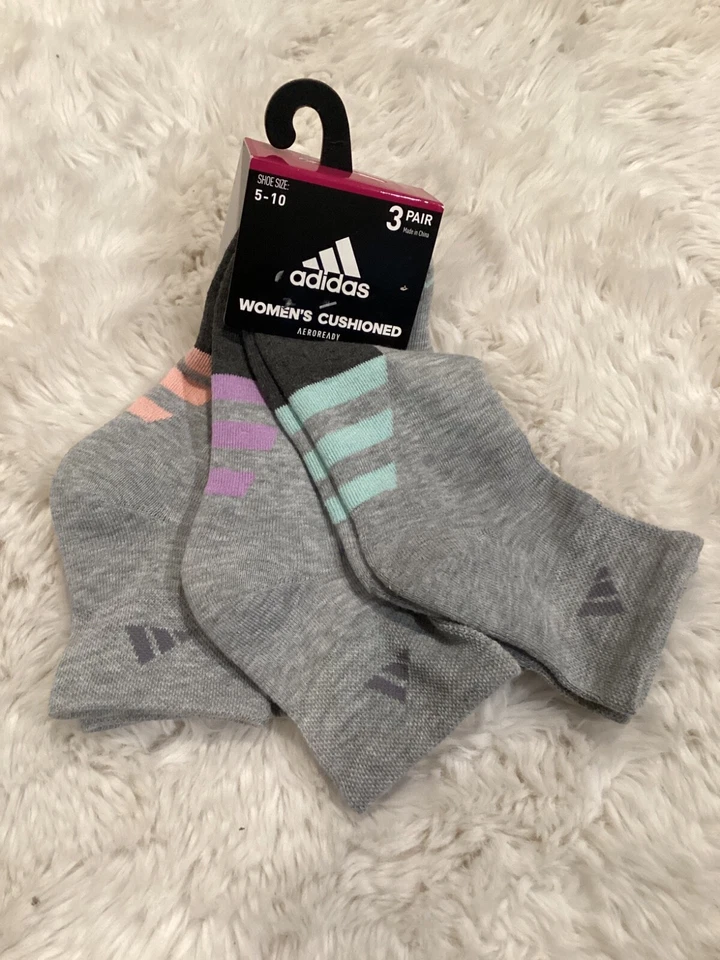 Calcetines acolchados de corte bajo con compresión de arco Adidas para mujer 3 pares talla 5-10 $16 Foto 2 de 4