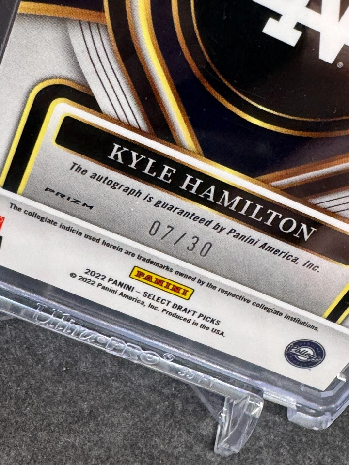 Kyle Hamilton 2022 Select Draft Picks Rookie Signatures Orange Pulsar SSP RC /30 - Image 3 of 3