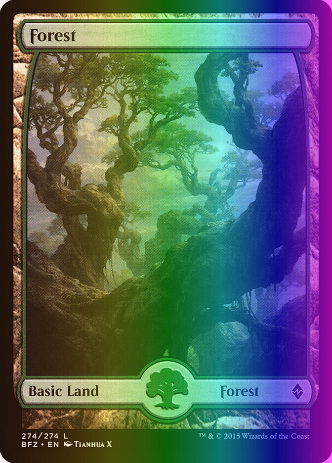 MTG Battle for Zendikar Forest 274/313 LP Foil Magic the Gathering Card