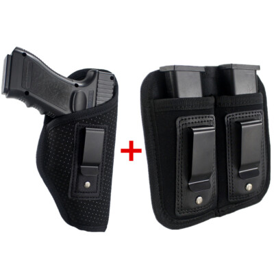 Concealed Carry IWB Soft Neoprene Holster & Metal Clip IWB Double Magazine Pouch
