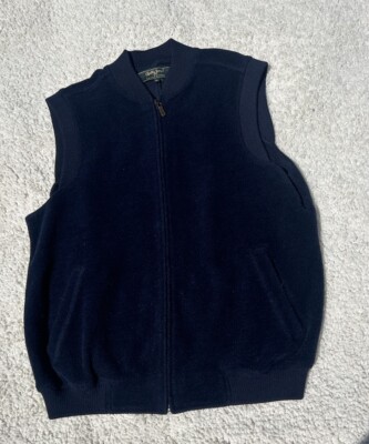 Bobby Jones Sweater Vest Blue Full Zip Extra Fine Merino Wool m