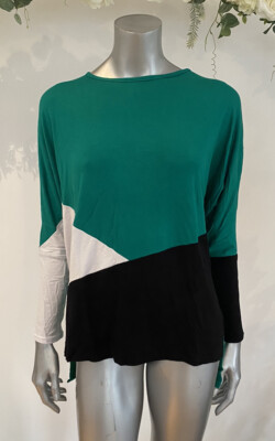 Influence Top Größe 8 10 12 & 14 grün Farbblock Tauchsaum Retro T-Shirt LR35