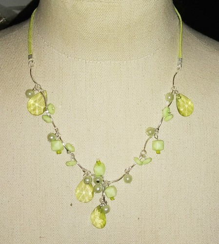 Beaded necklace choker square beads adjustable silver 16" to 19" choose color - Picture 15 of 20