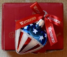 2005 Waterford Holiday Heirlooms Stars  Stripes Heart Glass Ornament 8685