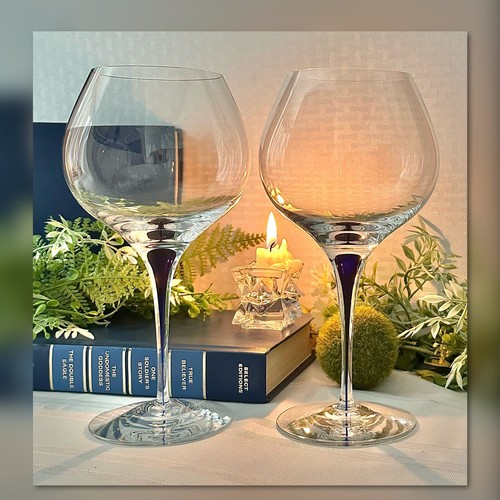 ORREFORS Intermezzo Blue Bouquet Wine Glass Vintage Blue Tear Drop Wine - 2