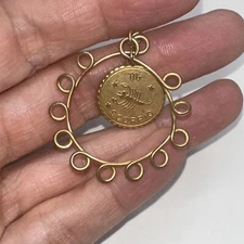 Scorpio Pendant Swirl Rings Astrology Charm Round Coin Gold Tone