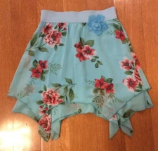 Amy’S Closet - Girls Blue Skrit - Size M (8-10 Years)(Decorated With Flowers)