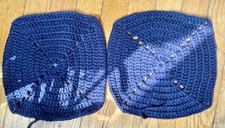 2 Vintage Handmade Crocheted Hot Pads Pot Holders Trivets Navy Blue Potholders