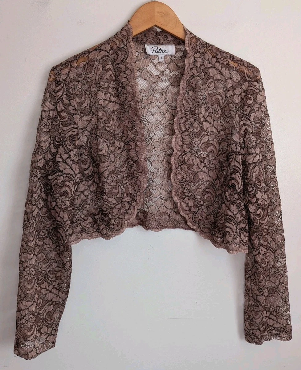 gold holiday cocktail dress Sequin Sheer Bolero Shrug – Rene' Tyler Plus Sizes 12 & Above main image 0