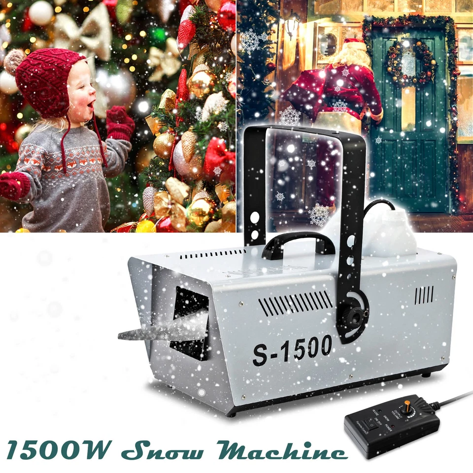 1500W Snow Machine Stage Snowflake Maker Fake Snow Christmas Party Decor +Remote - Image 2 of 4