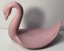 Vintage 80's Ceramic Pink Swan Decor Wash Cloth Towel Holder Art Deco MCM