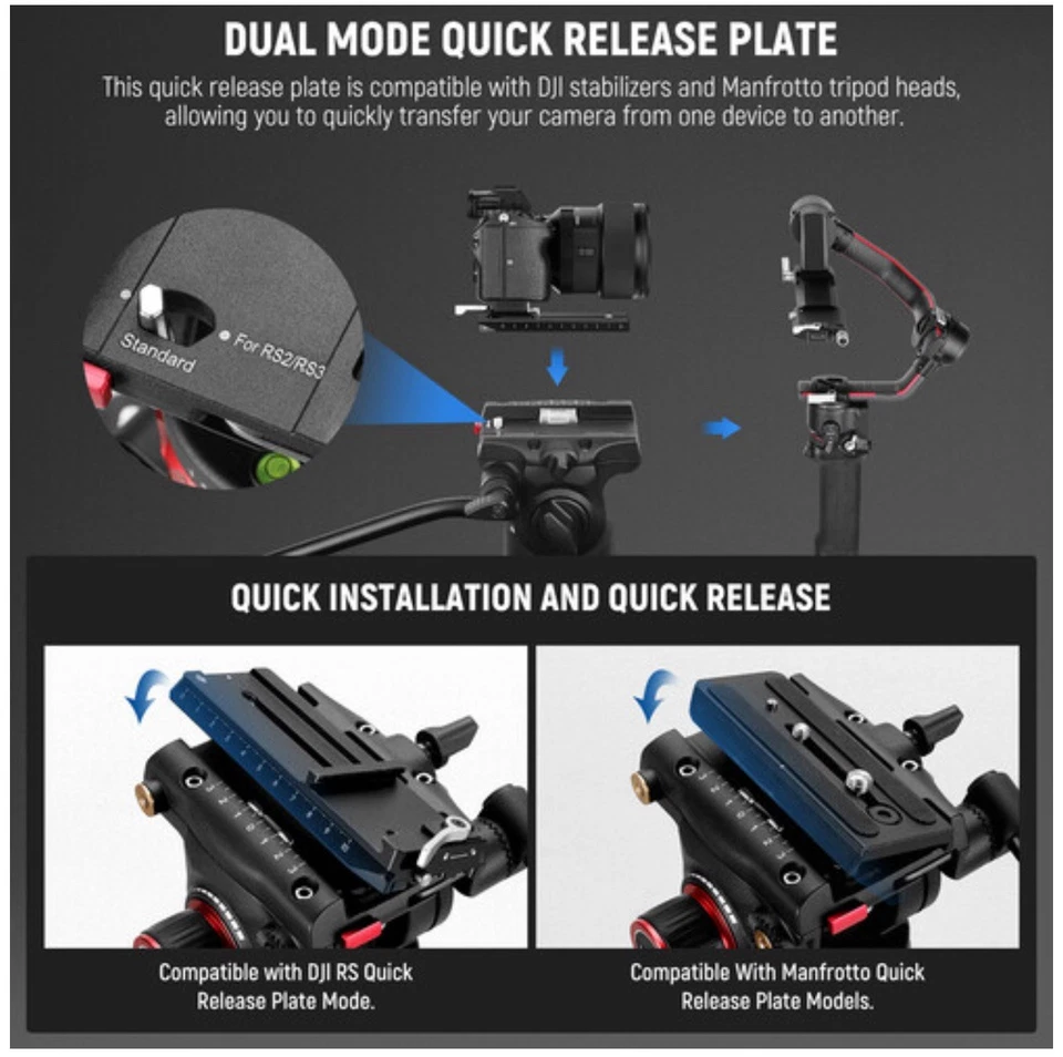 Neewer TP76 78"Professional Carbon Fiber Video Tripod with Adjustable Fluid Head - Image 3 of 4