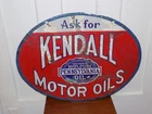 Vintage Ask For Kendall Motor Oils Porcelain Double Sided Sign