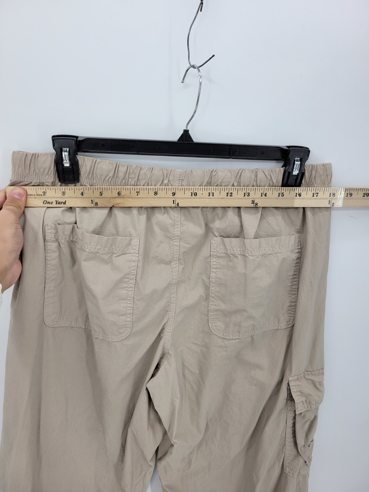 Aerie Pants Womens Large Tan Wide Leg Cargo Pull On Beachy Boho Casual Utility