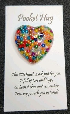 Handmade Resin Pocket Hug - Pretty Pearls - Gift - Keepsake