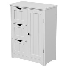 Freestanding Space-Saving Bathroom Storage Cabinet w/ Adjustable Shelf, White