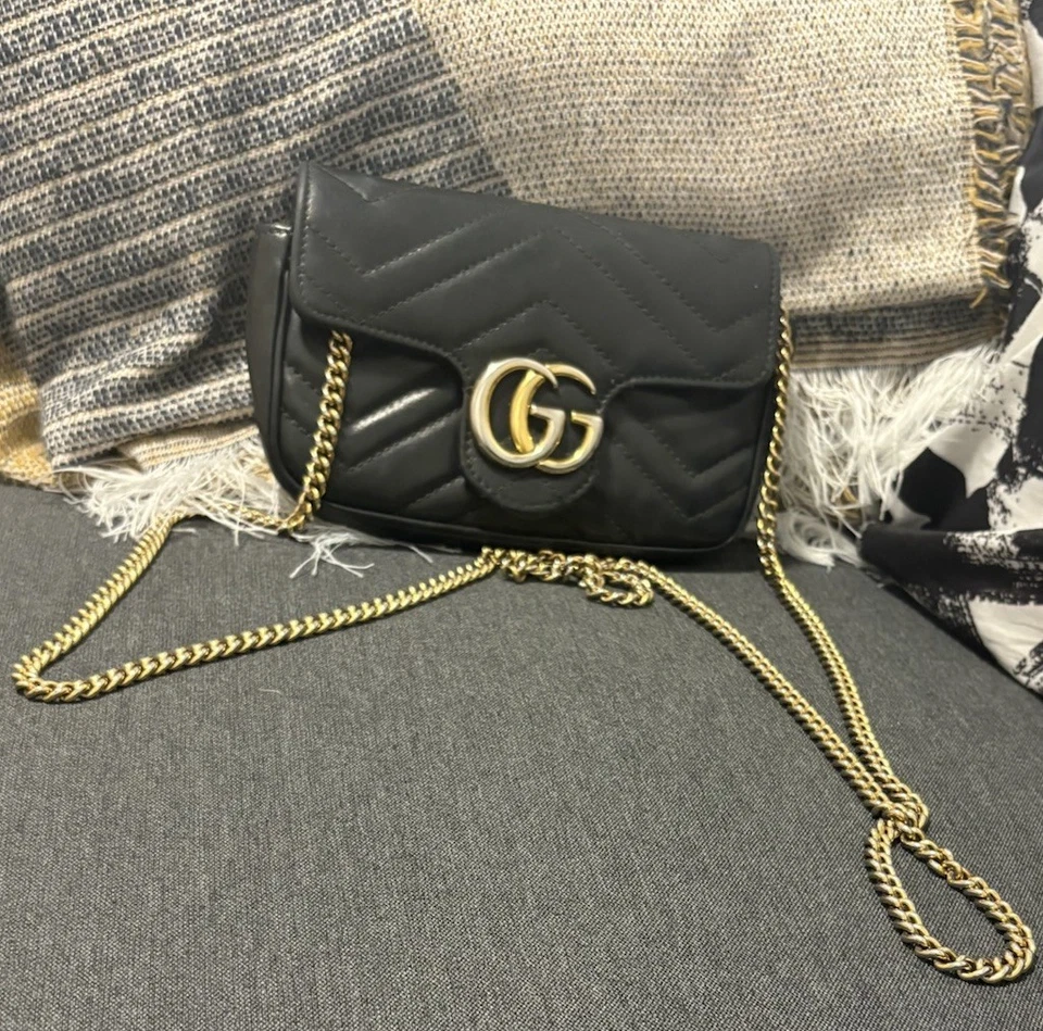 Gucci Marmont Small Shoulder Bag Black Matelasse Leather Crossbody - Image 2 of 4