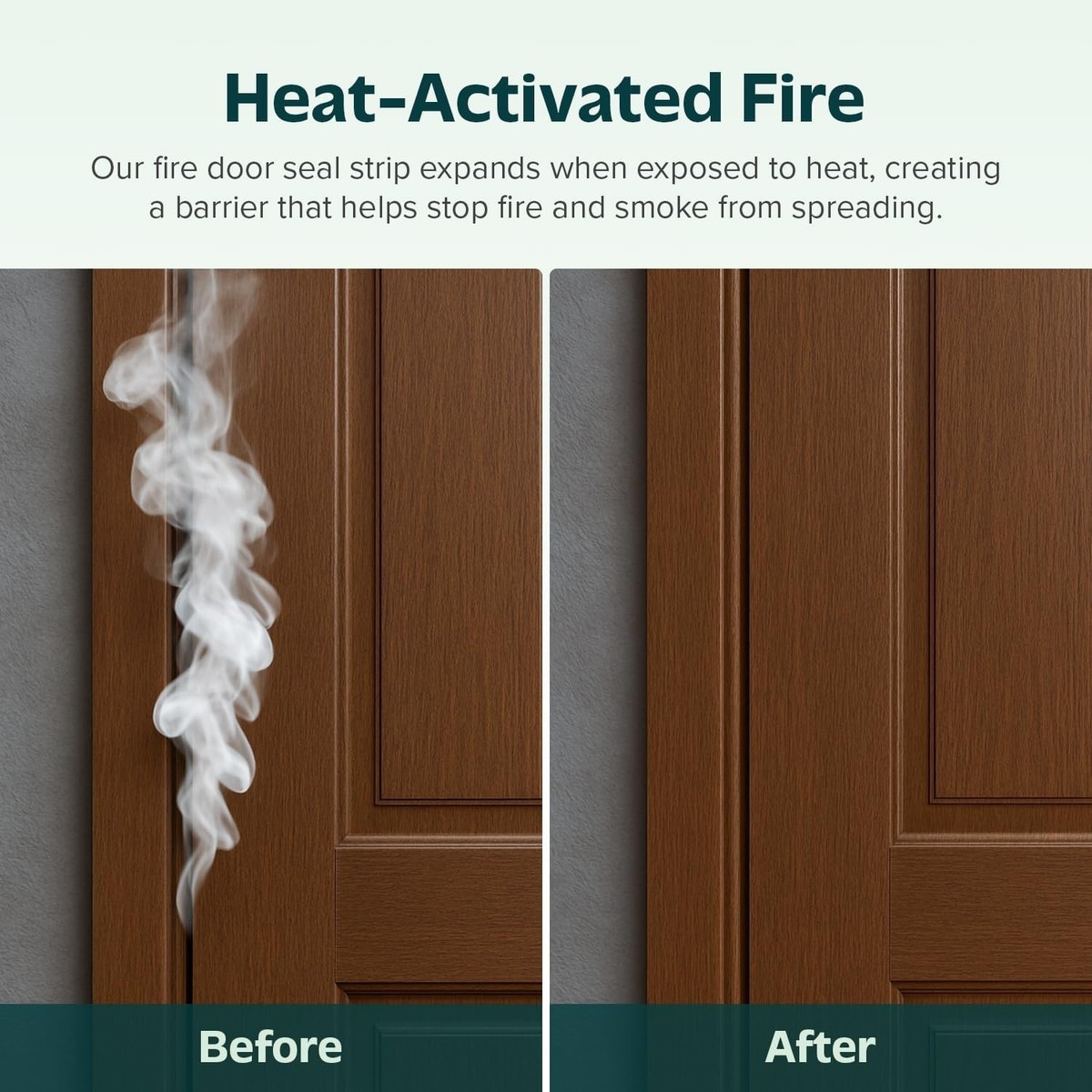 Intumescent Strips Fire Door Strip Smoke Seal 5.2M with Brush White Brown  Grey