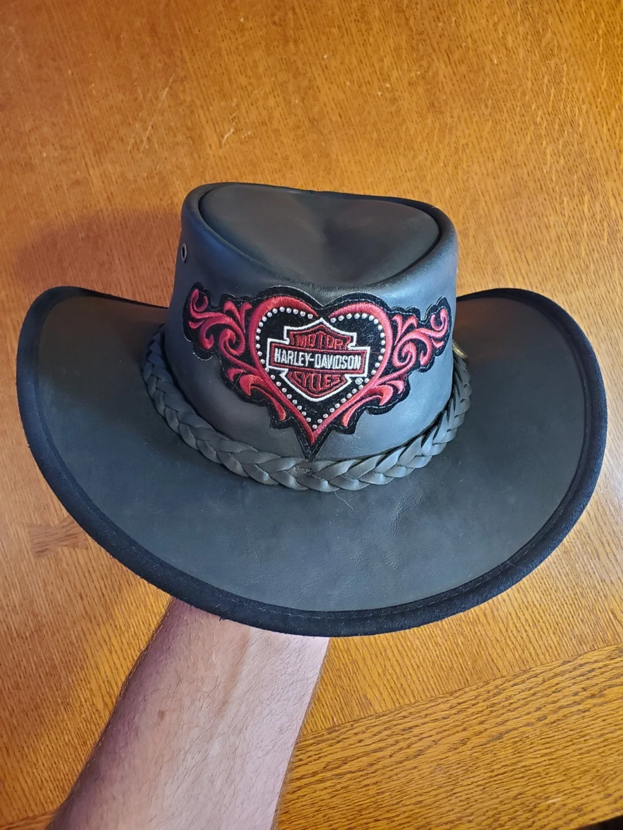 Harley-Davidson Women’s Black Felt Western/Cowboy Hat Silver Logo Vintage 1980 main image 4