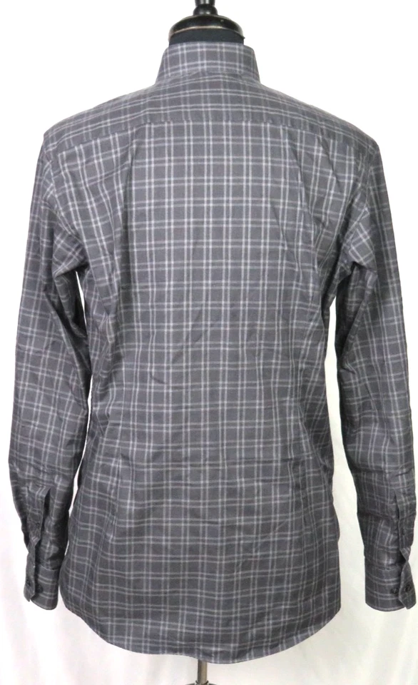 Camisa de vestir ETON contemporánea gris a cuadros con botones para hombre 42 (16 1/2) grande Foto 4 de 4