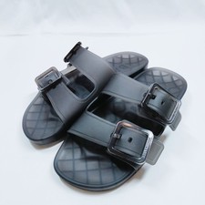 BALENCIAGA Women's Black Rubber Slide Sandals Buckle Detail US 6.5 Italy 2282212