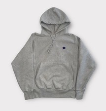 Champion Reverse Weave Hoodie Sweatshirt Mens Size Small Blank Gray Pullover