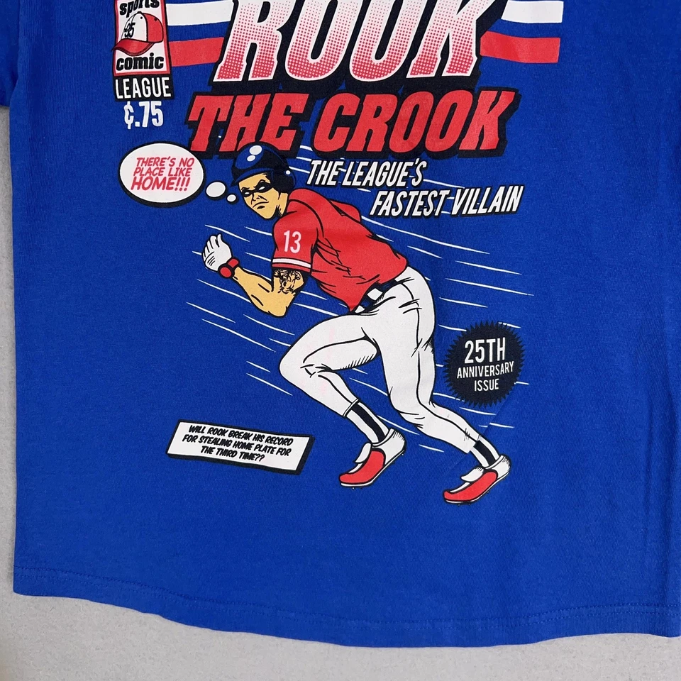 Vintage Baseball Shirt Kids Large Blue 25th Anniversary Stitches Comic Sports - Image 4 of 4