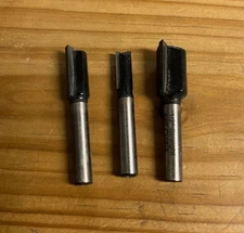 3 Pcs Straight Router Bit Set 1/4" Shank 1/4", 3/8", & 1/2" Bits in Set