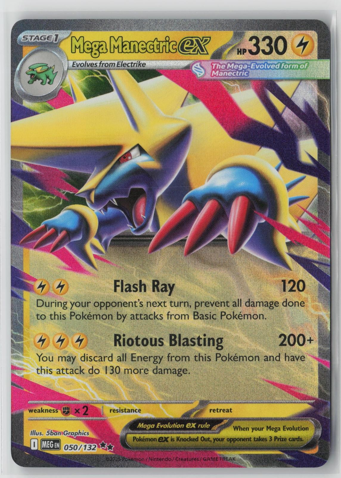 Mega Manectric ex 050/132 Holo 2025 MEG Mega Evolution Pokemon Card NM