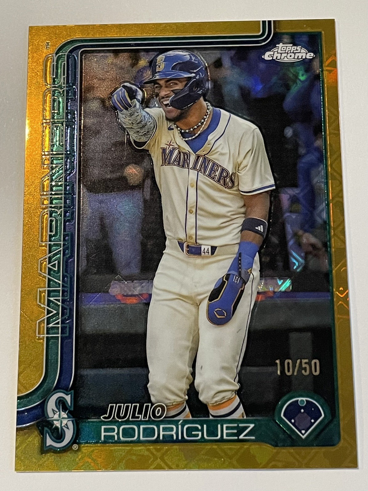 2025 Topps Chrome Logofractor Julio Rodriguez #261 Gold Image Variation 10/50
