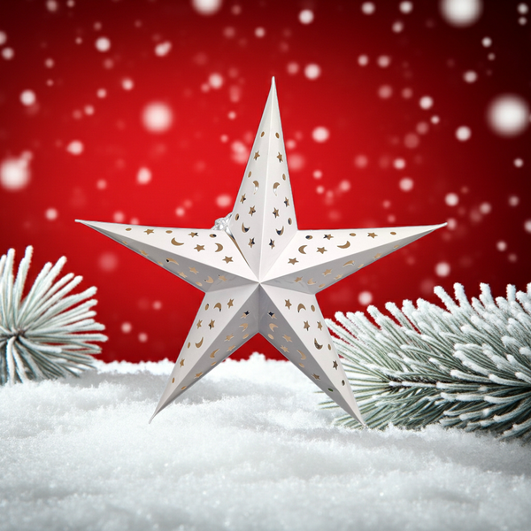 Weihnachtsstern 3D Leuchtstern Led Papierstern 60 Cm Weiß Batteriebetrieben-image