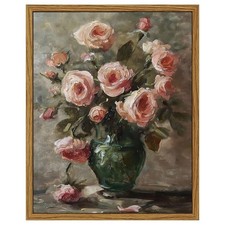 Vintage French Floral Wall Art Flower in Vase Painting Moody Botanical Print ...