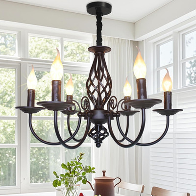 Vintage French Country 6-Light Candle Chandelier for Farmhouse Decor