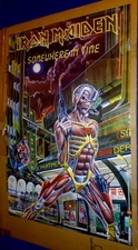 IRON MAIDEN SOMEWHERE IN TIME EDDIE ALIEN VTG MUSIC POSTER 22.25"x 34" (1986)🔥