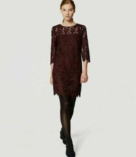 NWT Ann Taylor LOFT Deep Burgundy Lace overlay women's formal Dress 0