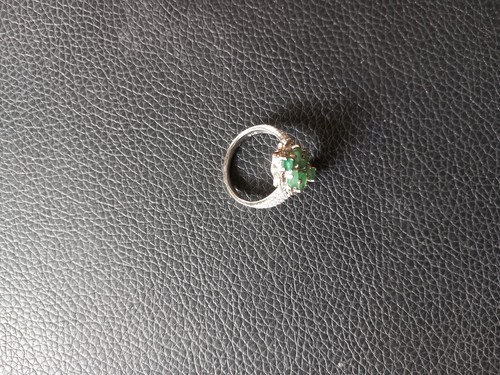 Ring Silber 925 mit weissen synthetischen Diamanten und echen Smaragden - Bild 2 von 4